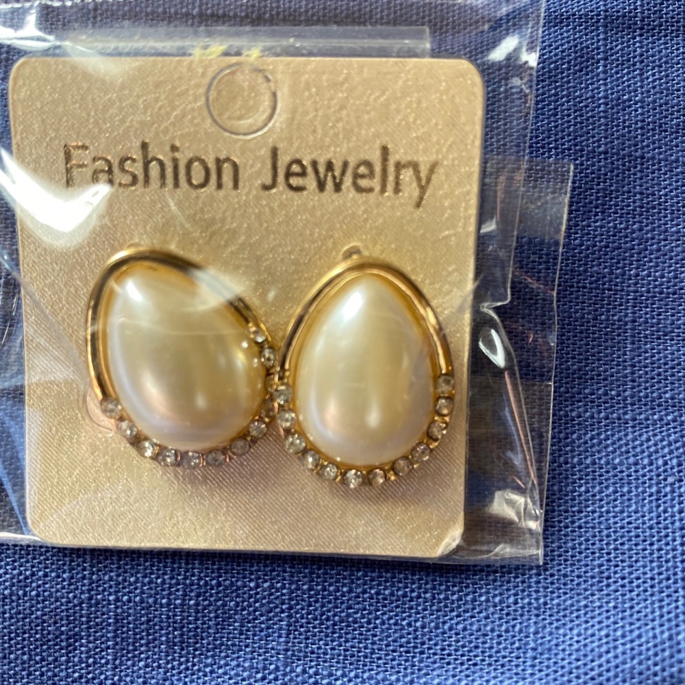 Rhinestone and Faux Pearl Earrings